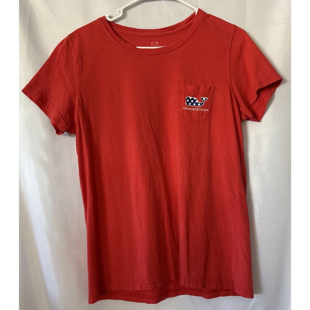 Vineyard VinesAmericana Crew T-Shirt Poppy Red 100% Cotton Whale M